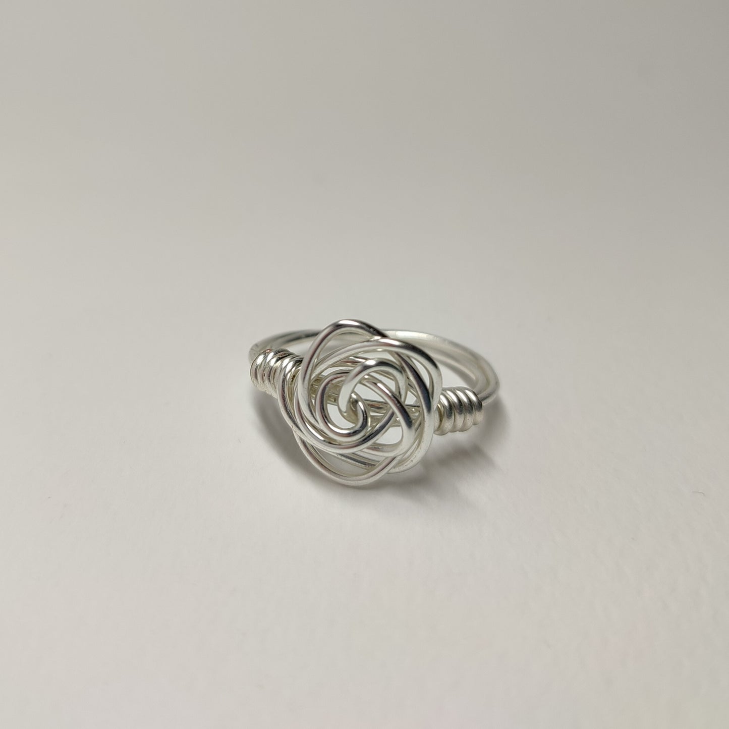 wire ring with rose formation